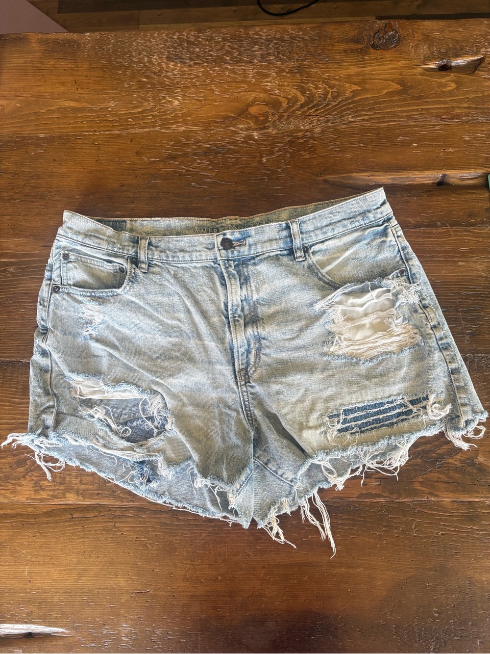 American Eagle Light Blue Distressed Denim Women's Shorts